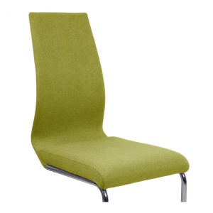 Chaise en tissu avec piètement métal chromé forme luge - vert - zoom dossier - GINI