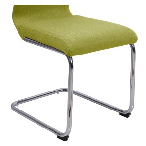 Chaise en tissu avec piètement métal chromé forme luge - vert - zoom assise - GINI