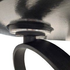 Table basse ronde plateaux en céramique gris marbré et pieds métal noir - vue sous plateau - URSULE