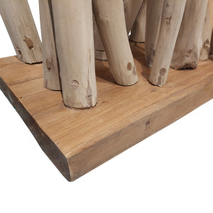 Paravent en branches de bois de teck marron avec socle H180xL100 cm - zoom socle - MANOK