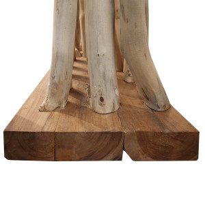 Paravent en branches de bois de teck marron avec socle H180xL100 cm - socle vu de profil - MANOK