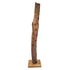 Range bouteille de vin en bois de teck H.180cm - tronc bois massif - vue de face - KOOR