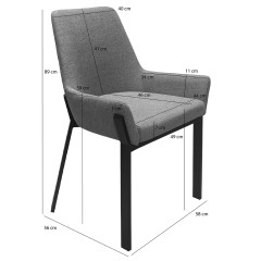 Chaise en tissu chiné capitonné avec piètement métal - 2 coloris - EMOTION 2