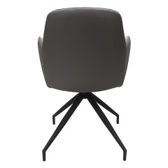 Chaise rotatives 180° avec accoudoirs en tissu et simili - coloris gris - vue de dos - PIPPA