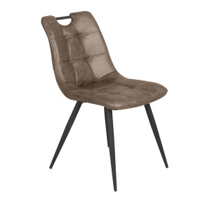 Chaise design vintage avec piètement métal noir - coloris marron - vue de 3/4 - SPOOKY