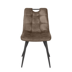 Chaise design vintage avec piètement métal noir - coloris marron - vue de face - SPOOKY
