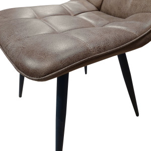 Chaise design vintage avec piètement métal noir - coloris marron - zoom assise - SPOOKY