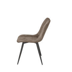 Chaise design vintage avec piètement métal noir - coloris marron - vue de côté - SPOOKY