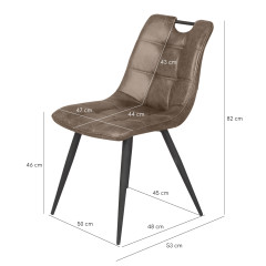 Chaise design vintage avec piètement métal noir - coloris marron - dimensions - SPOOKY