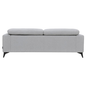 Canapé 3 places tissu chiné gris clair, pieds métal noir et têtières inclinables - vue arrière canapé - PANAMA