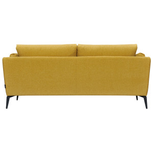 Canapé droit 2 places en tissu chiné jaune avec pieds métal noir - DANY - vue de dos