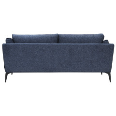 Canapé droit 2 places en tissu chiné bleu avec pieds métal noir - DANY - vue de dos