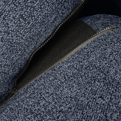 Canapé droit 2 places en tissu chiné bleu avec pieds métal noir - DANY - zoom fermeture éclair