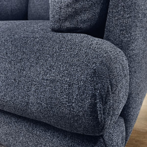 Canapé droit 2 places en tissu chiné bleu avec pieds métal noir - DANY - zoom accoudoir