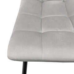 Chaise en velours avec piétement métal noir - gris clair - zoom tissu - PAOLA 2