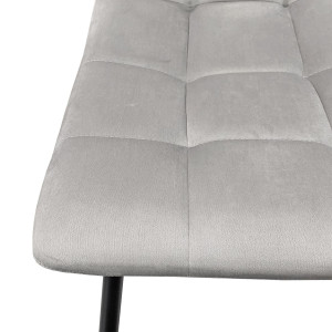 Chaise en velours avec piétement métal noir - gris clair - zoom tissu - PAOLA 2