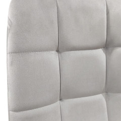 Chaise en velours avec piétement métal noir - gris clair - zoom tissu matelassé - PAOLA 2