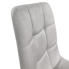 Chaise en velours avec piétement métal noir - gris clair - zoom dossier - PAOLA 2