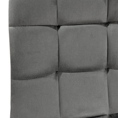 Chaise en velours avec piétement métal noir - gris anthracite  - zoom tissu matelassé - PAOLA 2