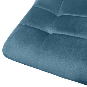 Chaise en velours avec piétement métal noir - bleu - zoom tissu - PAOLA 2