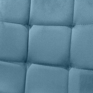 Chaise en velours avec piétement métal noir - bleu - zoom tissu matelassé - PAOLA 2