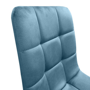 Chaise en velours avec piétement métal noir - bleu - zoom dossier - PAOLA 2