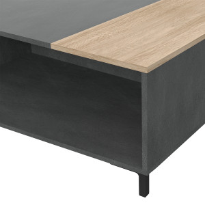 Table basse en bois moderne avec rangements béton gris - zoom niche rangement - UNIVERSE