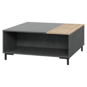 Table basse en bois moderne avec rangements béton gris - vue 3/4 numéro 2 - UNIVERSE