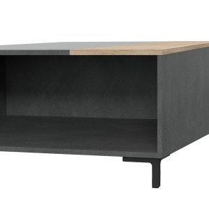 Table basse en bois moderne avec rangements béton gris - zoom niche rangement 2 - UNIVERSE