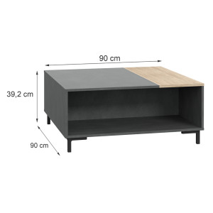 Table basse en bois moderne avec rangements béton gris - dimensions - UNIVERSE