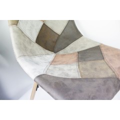 Chaises patchwork taupe - effet vieux cuir doux - vue détails - CHAWK