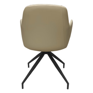 Chaise rotatives 180° avec accoudoirs en tissu et simili - coloris beige - vue de dos - PIPPA