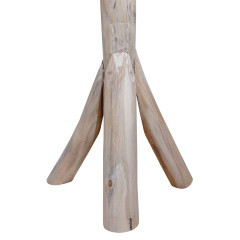 Porte manteau sur pied en bois de teck brut blanchi H.200cm - zoom piètement 2 - MISIO