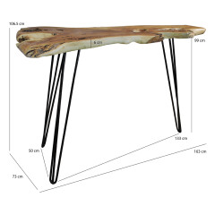 Table de bar haute en bois de teck et pieds filaire en métal noir - dimensions - SONGA