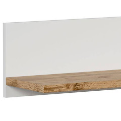 Etagère murale blanche et effet bois L160cm - zoom tablette en bois - ENORA
