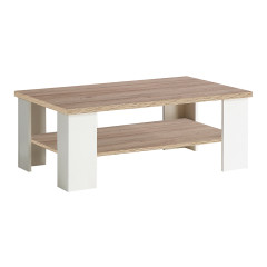 Table basse bois et blanc mat rectangulaire L107cm - vue de 3/4 - ENORA