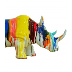 Statue Rhinocéros en résine - design contemporain artisanal - L58 cm - zoom avant - RHINO POP