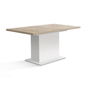 Table extensible bois et blanc mat L160/200cm - vue de 3/4 -  ENORA