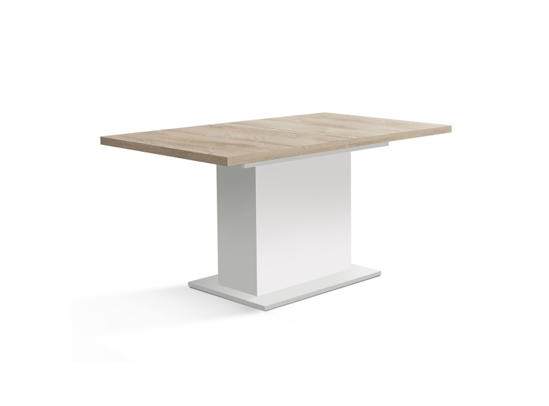 Table extensible bois et blanc mat L160/200cm - vue de 3/4 -  ENORA
