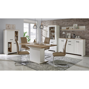 Table extensible bois et blanc mat L160/200cm - photo ambiance -  ENORA