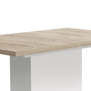 Table extensible bois et blanc mat L160/200cm - zoom plateau -  ENORA