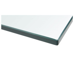 Table basse carrée en bois de teck et plateau en verre trempé 100x100 - zoom plateau en verre - SATAI