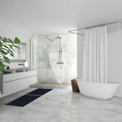 Tapis de salle de bain 40 x 60 cm en coton avec motifs symétrique en relief - coloris gris anthracite - ARCHE