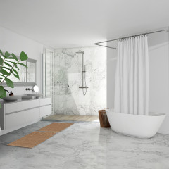 Tapis de salle de bain rectangulaire 40 x 60 cm en coton - coloris beige - WILLOW
