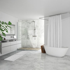 Tapis de salle de bain rectangulaire 40 x 60 cm en coton avec pompons - 6 coloris - POP
