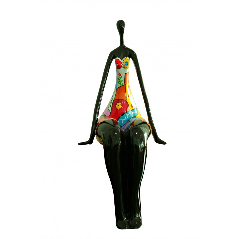 Statue femme multicolore et noir en résine H74 cm - RÊVEUSE