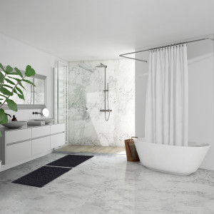 Tapis de salle de bain rectangulaire 40 x 60 cm en coton chenille - coloris gris anthracite - SHAGGY