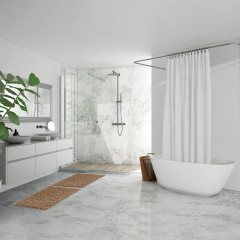Tapis de salle de bain rectangulaire 40 x 60 cm en coton chenille - coloris beige - SHAGGY