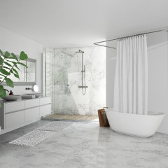 Tapis de salle de bain rectangulaire 40 x 60 cm en coton chenille - coloris gris - SHAGGY