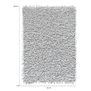 Tapis de salle de bain rectangulaire 40 x 60 cm en coton chenille - coloris gris - SHAGGY
